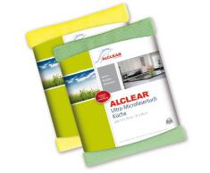 ALCLEAR 8215810yg Set di 2 panni da cucina in microfibra ultra, perfetti per cucina, bar e ristoranti, bicchieri e stoviglie, 32 x 36, colore: verde e giallo