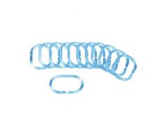 Douceur dâintérieur Anelli per la Tenda della Doccia, 12 Pezzi, Dimensioni: 4 x 0,4 x 6 cm Vitamina Azzurro
