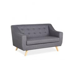 Lo+DeModa Roc Divano a 2 Piazze A Due, Gommapiuma D50/D28/Lino/Legno/Poliestere, Grigio Chiaro, 2 Posti