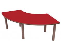 Mobeduc Tavolo per bambini A 1/4 di anello, in legno 140 x 65 cm, talla 1 Haya y rojo cereza