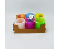 DEM Set Bicchieri Colori Assortiti, 23.5x15x h 9 cm, 6 unità , Frosty, plastica Polipropilene, Blu,Rosso,Verde,Giallo
