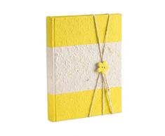 Mareli Album Foto 23x30 in Carta Riso Tinta Unita Gialla e Floreale con Bottone Fiore e Spago