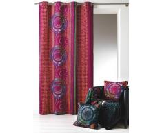 Home Maison 09409-8-AL Tenda Effetto Velluto, con Occhielli, 140 x 260 cm, Bordeaux/Argent, 140 X 260