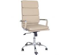 Italian Concept 67 Poltrona Mito Presidenziale, Metallo Cromato, Similpelle, Poliuretano, Marrone, 56 x 61 x 117 cm