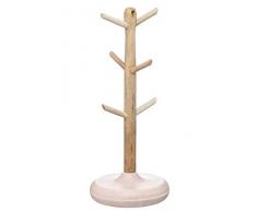 Kitchen Craft Serenity Albero Porta Tazze in Legno Mango, Marrone/Rosa, 15 x 36 cm