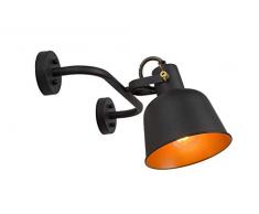 LUCIDE Pia Lampada da Parete 60 W, Nero, Ottone Satinato