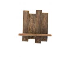 Mensola legno vintage c/ganci 42x11x44cm