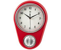 H&H Orologio Parete Rosso Cm16Xh22 Arredo E Decorazioni Casa, Bianco, 16x22 cm