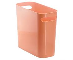 InterDesign Cestino per carta con manici, Cestino della spazzatura in plastica per ufficio, bagno o cucina, Corallo