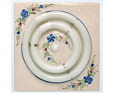112/54/S/AZ - Plafoniera ceramica quadrata colore blu, reattanza elettrica, senza tubi - 22 + 32 W