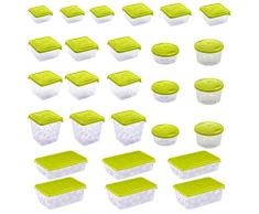 BranQ - Home essential Rukkola - Contenitori salvafreschezza in plastica, 27 Pezzi, Colore: Verde