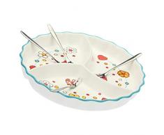 THUN -Antipastiera Sagomata Folk con 4 forchettine in Acciaio