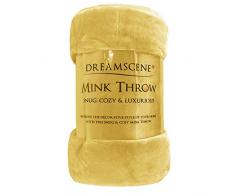 Dreamscene, coperta finta pelliccia di visone, coperta grande e calda, Giallo ocra, King - 200 x 240xm