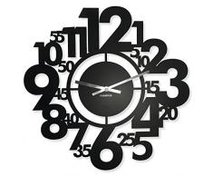FLEXISTYLE Orologio da Parete Numeri 50 cm in Metallo, Nero, Prodotto in UE, per Soggiorno, Camera da Letto, corridoio, Ufficio