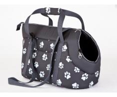 Hobbydog Borsa da Trasporto per Cani e Gatti, Taglia 1, Grafite con Zampe Stampa