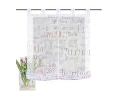 Home fashion Voile Tenda con Passanti Stampa Digitale Mocha, Poliestere, Marrone, 140Â x 100Â cm