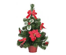 Unbekannt III Albero Decorativo in Vaso con Stella di Natale e Fiocchi, ca. 50 cm, Decorazione per Natale, Babbo Natale e nel Periodo dellAvvento, Rosso, Nessuna