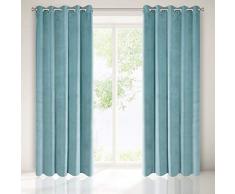 Eurofirany Velluto Vellutato, Mare, 10 Occhielli, 1 Pezzo. Elegante Tenda Liscia Monocolore per Soggiorno, Camera da Letto, Salotto, Poliestere, Verde Acqua, 140 x 250 cm
