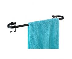Wenko 23876100 Classic Plus Black - Porta Asciugamani in Acciaio con Protezione antiruggine, 45 x 7,5 x 10 cm, Colore: Nero