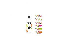 H&H 8452807 Set 6 Bottiglie Borosilicato Tappo in Silicone Lt0.70 Arredo Tavola