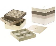 Revimport 09/0706 Scatola portagioie quadrata Range MDF Crema 18 x 18 x 16 cm