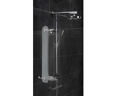 AMARE Glashandtuchhalter Porta Asciugamani, Acciaio Inox, Argento, 58