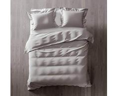 Heckett Lane Biancheria da Letto 100% Cotone Percalle Feline 200 Silver Grey