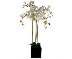 Orchidea artificiale a foglia, Materiali vari artificiale, bianco, 90 cm