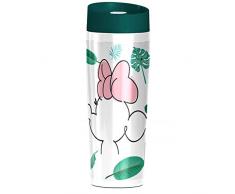 AMBITION 72531 Tazza Termica Tropen, 400 ml, in Acciaio Inox, con Chiusura a Scatto, Minnie, Topolino Disney, Idea Regalo per Bambini, Bianco, Verde, Rosa, 18/8, Tropici
