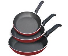 VERY TITAN 8507 Aluminium Set di 3 Padelle in Rosso, Diametro 20/24/28 cm, Rivestimento Antiaderente a Nido dApe