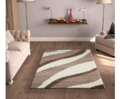 Flora Carpets Shaggy/Torino - Tappeto da Salotto, Materiale Sintetico, Colore: Crema/Marrone, 110 x 60 x 4 cm
