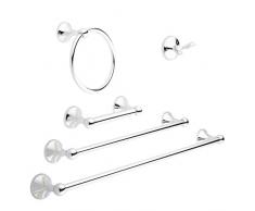AmazonBasics - AB-BR846-PC, set di accessori da bagno, 5 pezzi, cromato lucido