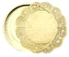 IBILI 729510 - Set di 3 piatti da 32 cm + 3 tovagliette tonde da 34 cm, color oro