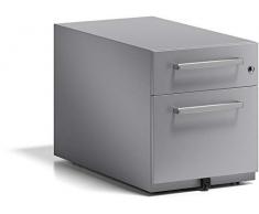 Bisley - Cassettiera con rotelle Note con Manico, 1 cassetto Universale, 1 cassetto HR, in Metallo, 355 Argento, 77,5 x 42 x 49,5 cm