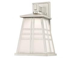 63396 Apparecchiatura da parete da esterno LED a luce singola, finitura in nichel spazzolato con vetro a bolle smerigliato