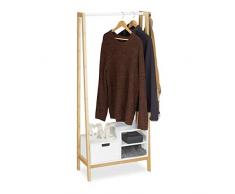 Relaxdays - Appendiabiti con Ripiani e cassetto, in bambÃ¹ e MDF, 139,5 x 64,5 x 31 cm, Colore: Bianco Naturale
