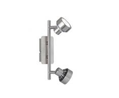 WOFI 7288.02.54.6000 a + Spot in acciaio, 12 W, alogeno, in nichel opaco/cromo, 26 x 7 x 14 cm