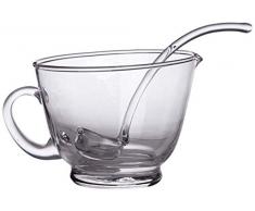 Better & Best Gr Salsiera in vetro con cucchiaio, grande, dimensioni 16 x 13,5 x 10,5 cm, colore trasparente