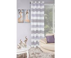 Tenda A Righe Con Occhielli Eurofirany 140x250 Cm - Tessuto Leggero Per Soggiorno E Camera Da Letto - Facile Da Lavare - Colore Rosso