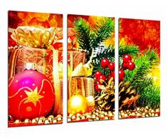 Quadro Su Legno, Addobbi natalizi e regali, albero di Natale rosso, 97 x 62cm, Stampa in qualita fotografica. Ref. 26930