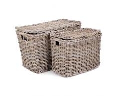 Red Hamper Set di 2 Slim immagazzinaggio del Rattan Basket