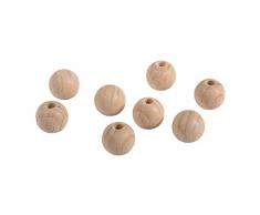 Rayher 6251500 - Sfere in Legno Grezzo, 35 Pezzi, 10 mm, Semi forate