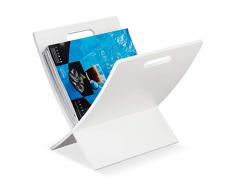 Relaxdays Portariviste con Manico, Salotto, Design Moderno, Organizer in Legno per Giornali, 31 x 30 x 34 cm, Bianco, 1 pz