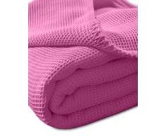 Kneer 9152220 La Diva Coperta Matrimoniale in tessuto piqué a nido dape, con cuciture decorative sugli orli, 220/240 cm, rosa