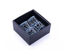LegendArte LH-027 Allacciatovaglioli Anelli Portatovaglioli Gioiello, Metallo, Azzurro/Argento, 14x14x7 cm, 4 unitÃ