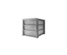 BELLI E FORTI Cassettiera, Polipropilene, Grigio, Medio