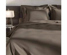 Heckett Lane Biancheria da Letto, 100% Cotone makò Satinato, Tinta Unita, Puntini, 240 x 220 (60 x 70), Grigio Talpa
