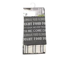 Soleil dOcre 712023 Food -Strofinacci in cotone jacquard, 50 x 70 cm (Confezione da 2), Cotone, Grigio, 50 x 70 cm