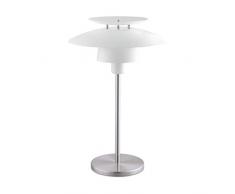 Eglo Brenda - Lampada da tavolo, in acciaio, colore: bianco, nichel opaco