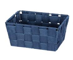 Wenko 23783100 - Cestino portaoggetti Adria Mini, Rettangolare, in plastica Intrecciata, 19 x 9 x 14 cm, Colore: Blu Scuro